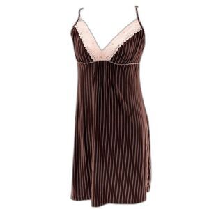 Y2K Vtg Embellished Maroon Pink Striped Stretchy Lace Nighty Pajamas Size Small